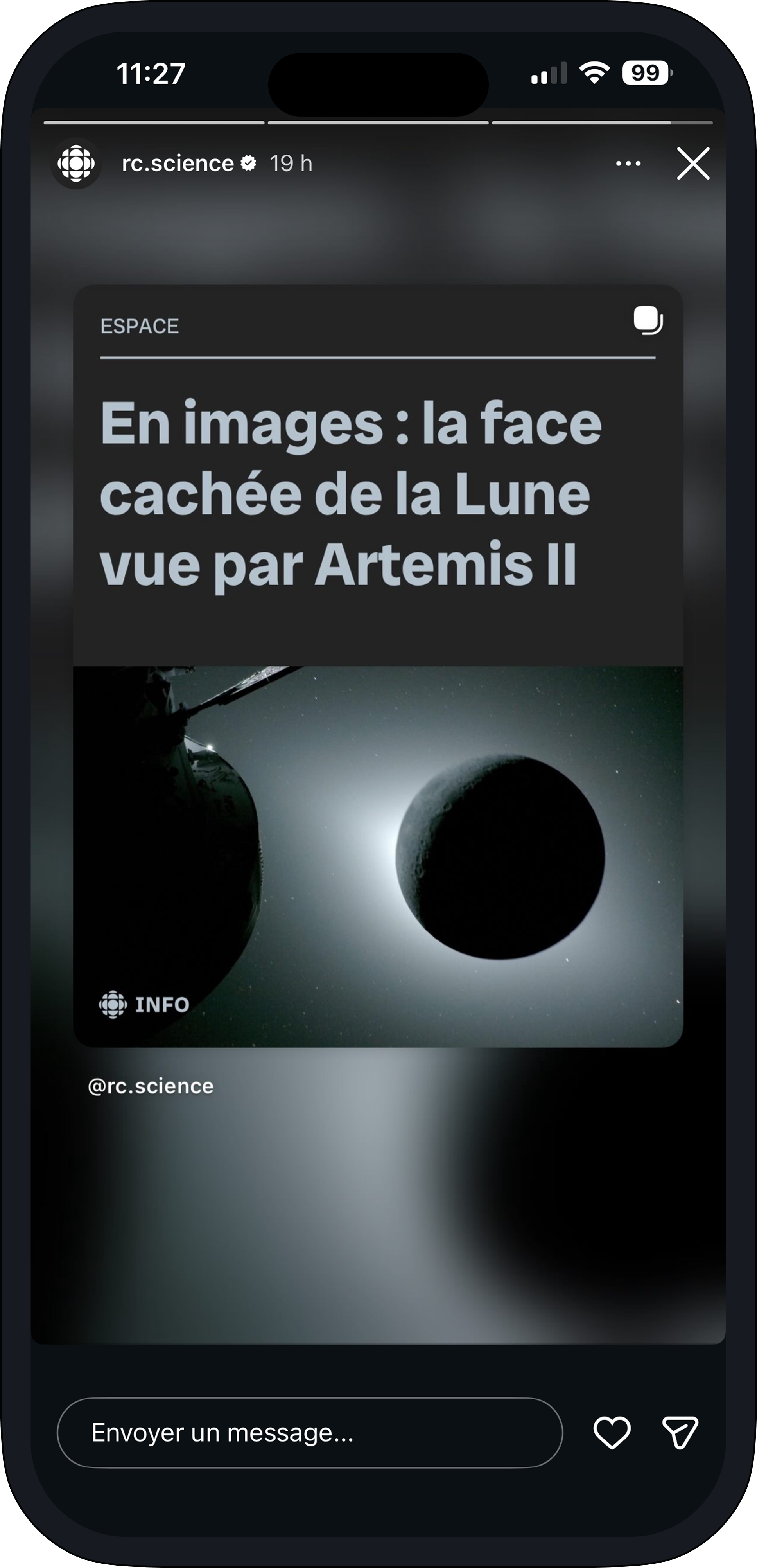 Story Instagram de Radio-Canada, version actuelle